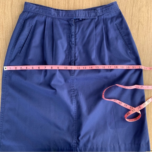 Vintage Skirt navy blue Donnkenny A-line midi skirt Pleating Pockets 30in Waist - Picture 6 of 16